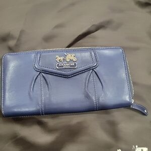 EUC COACH Blue Leather Zip Around Wallet